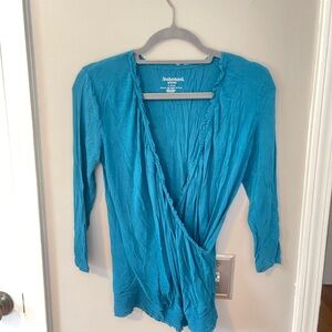 Motherhood Maternity Asymmetrical Blue Blouse